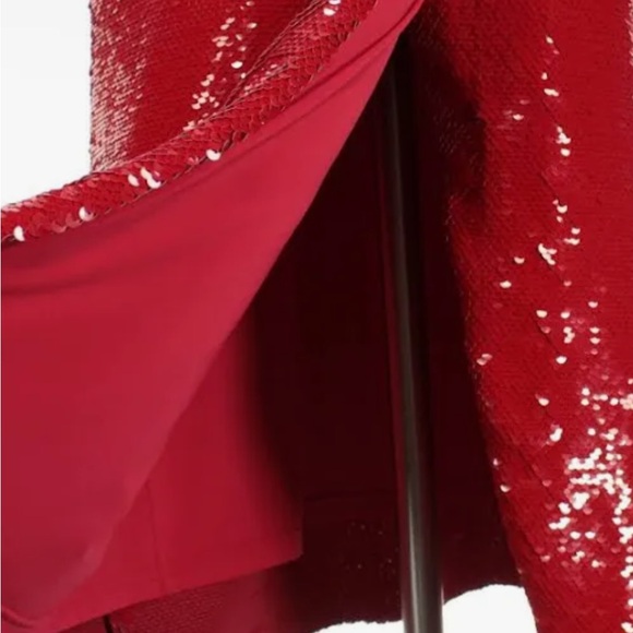 Red Sequin Wrap Midi Skirt - Picture 4 of 7